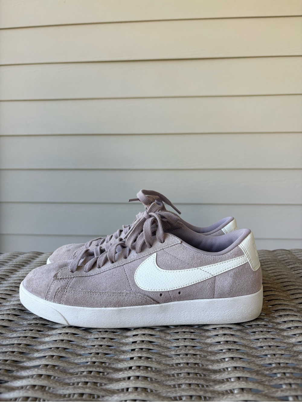 Nike Women's Suede Sneaker in Mauve with White Swoosh